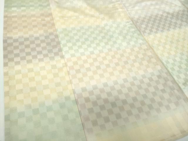平和屋着物▽訪問着 単衣 お召地 市松文様 ロング丈 正絹 逸品 DABD1633ps