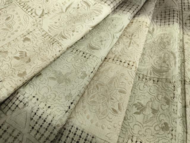 平和屋着物●極上　中国三大刺繍　スワトウ刺繍　汕頭刺繍　総刺繍　訪問着　紬地　正倉院花鳥文　正絹　逸品　DABD1634ps