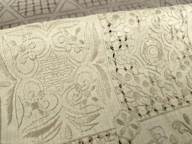 平和屋着物●極上　中国三大刺繍　スワトウ刺繍　汕頭刺繍　総刺繍　訪問着　紬地　正倉院花鳥文　正絹　逸品　DABD1634ps