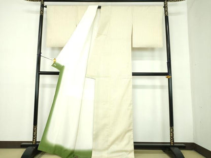 平和屋着物●ジャパンオートクチュール　渡辺雪三郎　紬　縞　金糸　三越扱い　正絹　逸品　DABD1636ps