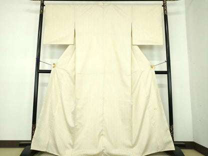 平和屋着物●ジャパンオートクチュール　渡辺雪三郎　紬　縞　金糸　三越扱い　正絹　逸品　DABD1636ps