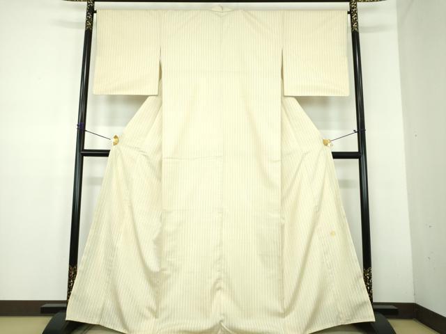 平和屋着物●ジャパンオートクチュール　渡辺雪三郎　紬　縞　金糸　三越扱い　正絹　逸品　DABD1636ps