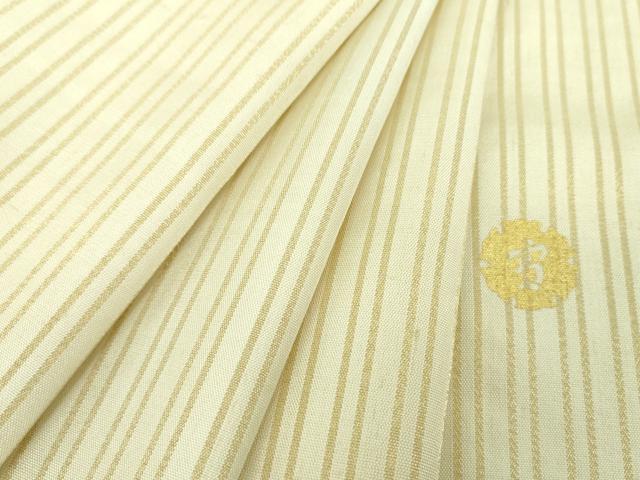 平和屋着物●ジャパンオートクチュール　渡辺雪三郎　紬　縞　金糸　三越扱い　正絹　逸品　DABD1636ps