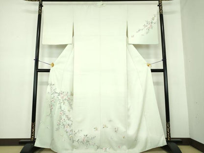 平和屋着物●訪問着　総刺繍　枝垂れ花　暈し染め　金糸　正絹　逸品　DABD1637ps