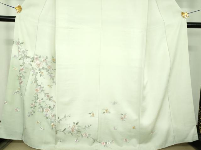 平和屋着物●訪問着　総刺繍　枝垂れ花　暈し染め　金糸　正絹　逸品　DABD1637ps