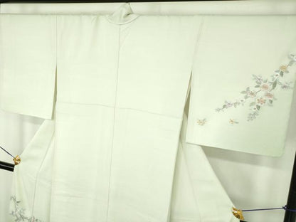 平和屋着物●訪問着　総刺繍　枝垂れ花　暈し染め　金糸　正絹　逸品　DABD1637ps