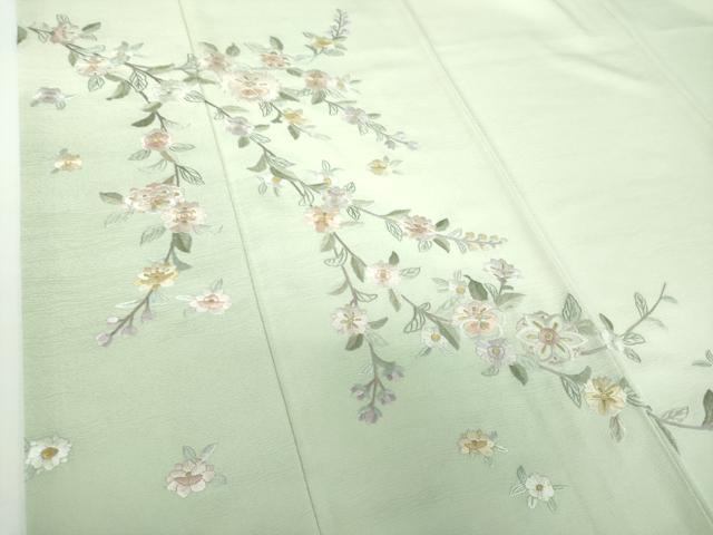 平和屋着物●訪問着　総刺繍　枝垂れ花　暈し染め　金糸　正絹　逸品　DABD1637ps
