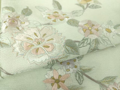 平和屋着物●訪問着　総刺繍　枝垂れ花　暈し染め　金糸　正絹　逸品　DABD1637ps