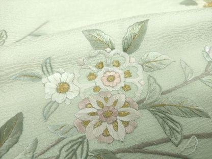 平和屋着物●訪問着　総刺繍　枝垂れ花　暈し染め　金糸　正絹　逸品　DABD1637ps