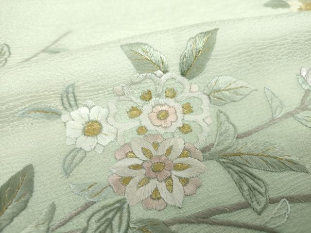 平和屋着物●訪問着　総刺繍　枝垂れ花　暈し染め　金糸　正絹　逸品　DABD1637ps
