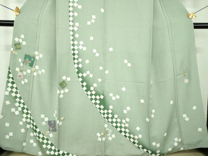 平和屋着物●きもの志麻　岩下志麻ブランド　訪問着　刺繍　色紙重ね花文　暈し染め　金彩　京都きもの友禅扱い　正絹　逸品　DABD1638ps