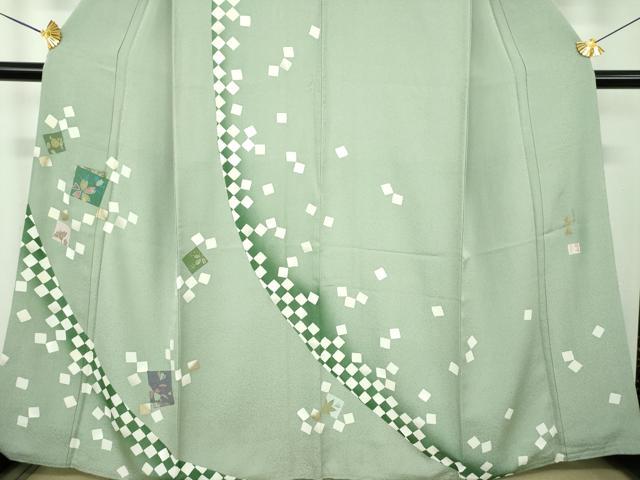 平和屋着物●きもの志麻　岩下志麻ブランド　訪問着　刺繍　色紙重ね花文　暈し染め　金彩　京都きもの友禅扱い　正絹　逸品　DABD1638ps