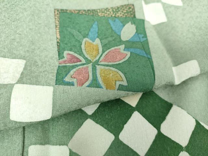平和屋着物●きもの志麻　岩下志麻ブランド　訪問着　刺繍　色紙重ね花文　暈し染め　金彩　京都きもの友禅扱い　正絹　逸品　DABD1638ps