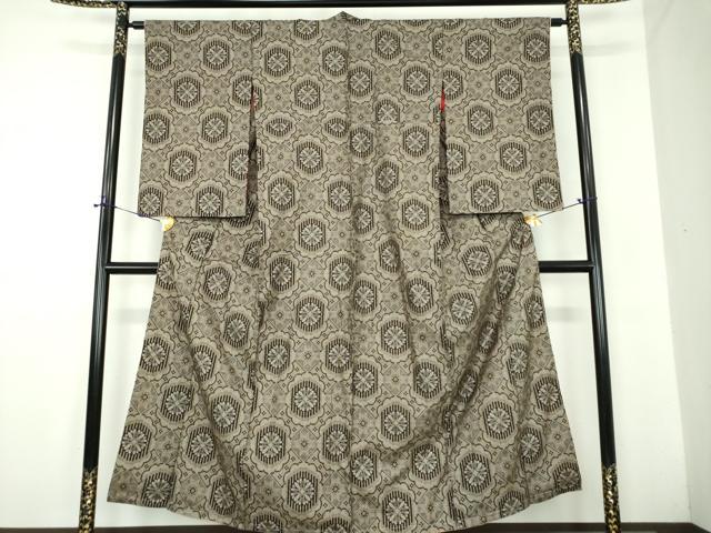 平和屋着物●アンティーク　大正ロマン　本場大島紬　割り込み絣　花菱文　正絹　逸品　DABD1641ps