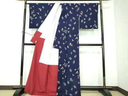 平和屋着物●洗える最高級着物　＜英＞はなぶさ謹製　小紋　花鳥文　逸品　DABD1650ps