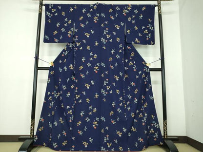 平和屋着物●洗える最高級着物　＜英＞はなぶさ謹製　小紋　花鳥文　逸品　DABD1650ps