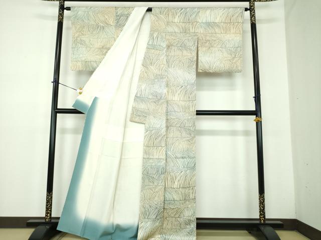 平和屋着物●上質な小紋　抽象文様　暈し染め　正絹　逸品　DABD1651ps