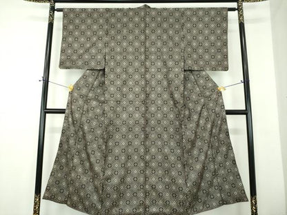 平和屋着物●本場大島紬　龍郷絣　菱文　正絹　逸品　DABD1654ps
