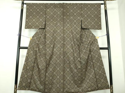 平和屋着物●本場大島紬　龍郷絣　花菱文　正絹　逸品　DABD1656ps