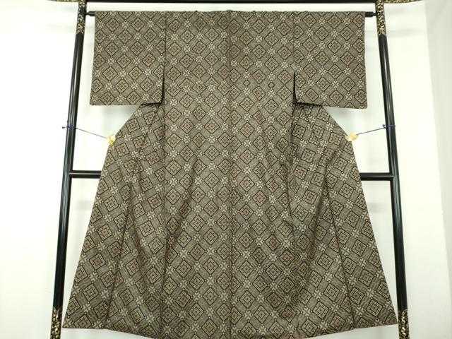 平和屋着物●本場大島紬　龍郷絣　花菱文　正絹　逸品　DABD1656ps