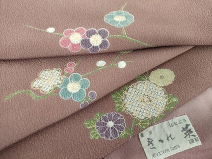 平和屋着物●洗える最高級着物　＜英＞はなぶさ謹製　小紋　吉祥花文　逸品　DABD1657ps