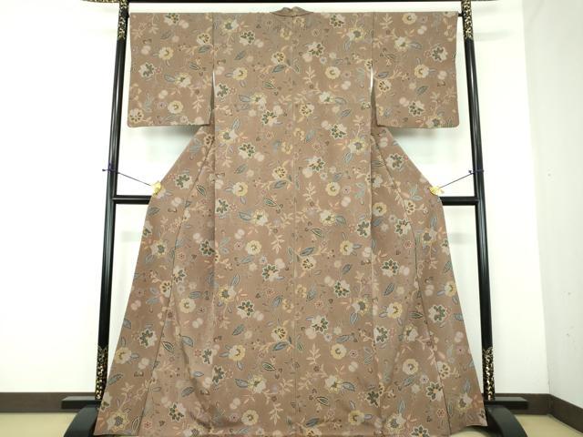 平和屋着物●洗える最高級着物　＜英＞はなぶさ謹製　小紋　更紗花文　逸品　DABD1659ps 平和屋着物○洗える最高級着物 ＜英＞はなぶさ謹製 小紋 更紗花文 逸品