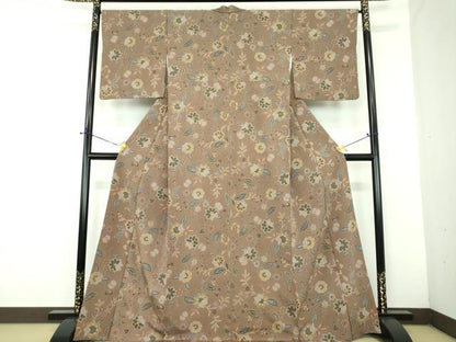 平和屋着物●洗える最高級着物　＜英＞はなぶさ謹製　小紋　更紗花文　逸品　DABD1659ps
