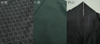 平和屋着物●本場結城紬　重要無形文化財　100亀甲　花菱文　反端付き　正絹　逸品　DABD1661ps