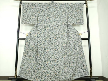 平和屋着物●本場琉球紅型　小紋　花鳥文　正絹　逸品　DABD1662ps