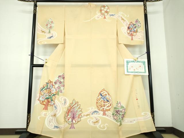 平和屋着物＊夏物 創作友禅 百仙 訪問着 絽 北川芳春画筆 暖かい陽 反端・保証書付き 正絹 逸品 DABD1663ps