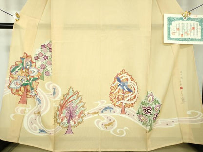 平和屋着物＊夏物 創作友禅 百仙 訪問着 絽 北川芳春画筆 暖かい陽 反端・保証書付き 正絹 逸品 DABD1663ps