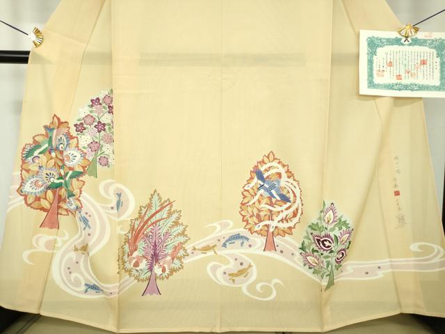 平和屋着物＊夏物 創作友禅 百仙 訪問着 絽 北川芳春画筆 暖かい陽 反端・保証書付き 正絹 逸品 DABD1663ps