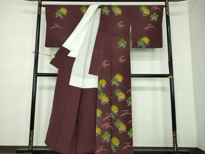 平和屋着物●銀座　志ま亀　訪問着　老松　枝梅　たとう紙付き　正絹　逸品　DABD1664ps