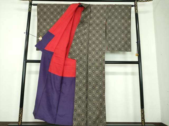 平和屋着物●アンティーク　大正ロマン　本場大島紬　龍郷絣　菱文　正絹　逸品　DABD1669ps