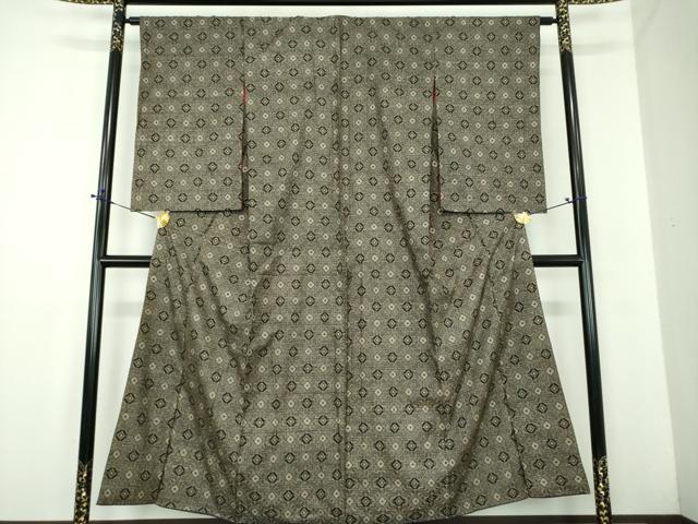 平和屋着物●アンティーク　大正ロマン　本場大島紬　龍郷絣　菱文　正絹　逸品　DABD1669ps