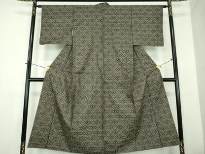 平和屋着物●本場大島紬　龍郷絣　菱文　正絹　逸品　DABD1670ps