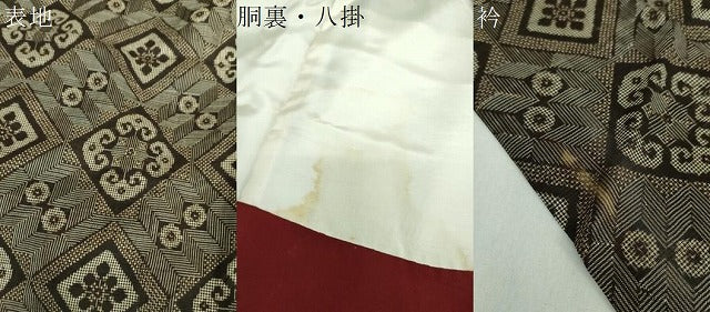 平和屋着物●本場大島紬　龍郷絣　花菱文　正絹　逸品　DABD1677ps