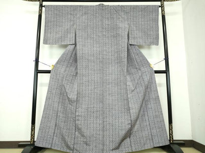平和屋着物●越後花織紬　間道　正絹　逸品　DABD1679ps