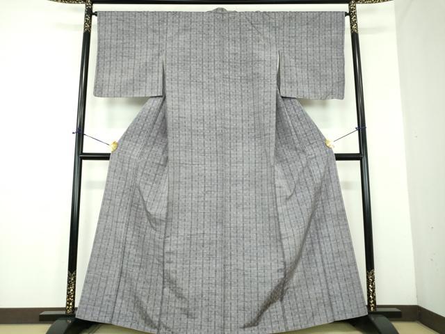 平和屋着物●越後花織紬　間道　正絹　逸品　DABD1679ps