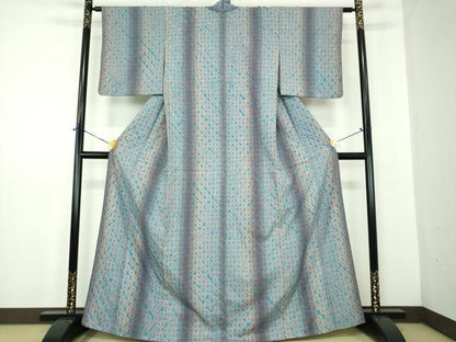 平和屋着物●菅原工房　菅原結作　漢方染紬　間道　証紙付き　正絹　逸品　DABD1680ps