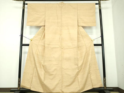 平和屋着物●結城紬　色無地　枯色　正絹　逸品　DABD1681ps