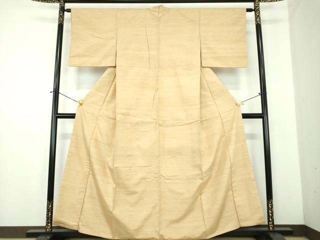 平和屋着物●結城紬　色無地　枯色　正絹　逸品　DABD1681ps