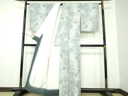 平和屋着物●都喜ヱ門　本場大島紬　白大島　9マルキ　総絣　更紗花文　藤絹織物謹製　正絹　逸品　DABD1682ps