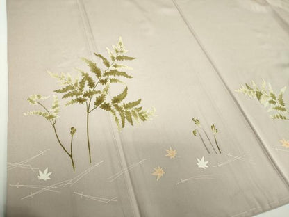 平和屋着物●中国三大刺繍　相良刺繍　色留袖　作家物　吹き寄せ文　蕨　正絹　逸品　DABD1685ps