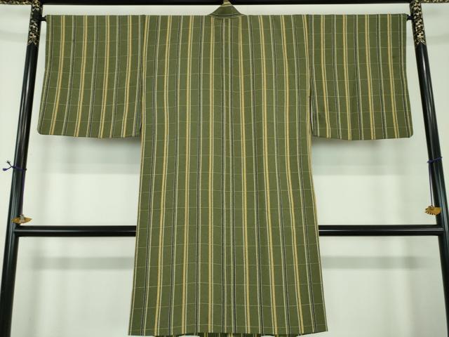 平和屋着物●銀座　志ま亀　道中着　ロング丈　格子　たとう紙付き　正絹　逸品　DABD1689ps