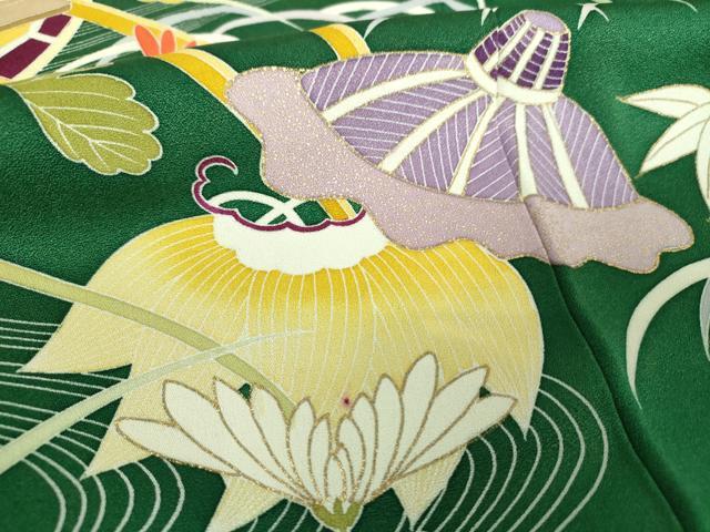 平和屋着物●創業460年・千總　振袖　駒刺繍　流水花車文　金彩　正絹　逸品　DABD1694ps