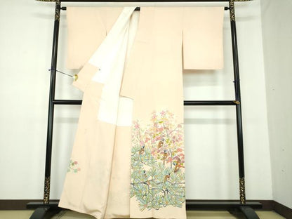 平和屋着物●本加賀友禅作家　百貫華峰　色留袖　花鳥文　正絹　逸品　DABD1696ps
