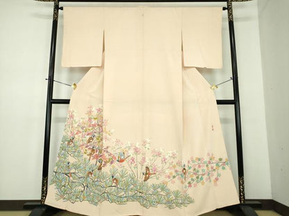 平和屋着物●本加賀友禅作家　百貫華峰　色留袖　花鳥文　正絹　逸品　DABD1696ps