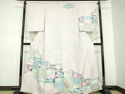 平和屋着物●名門　藤娘きぬたや・総絞り　訪問着　松竹梅　正絹　逸品　DABD1701ps