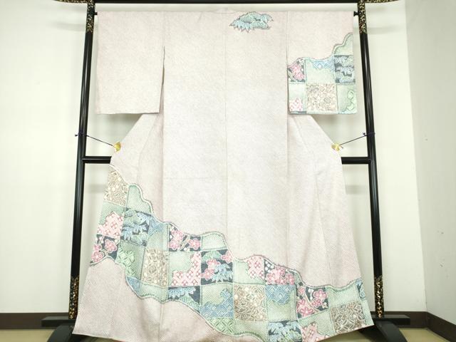 平和屋着物●名門　藤娘きぬたや・総絞り　訪問着　松竹梅　正絹　逸品　DABD1701ps